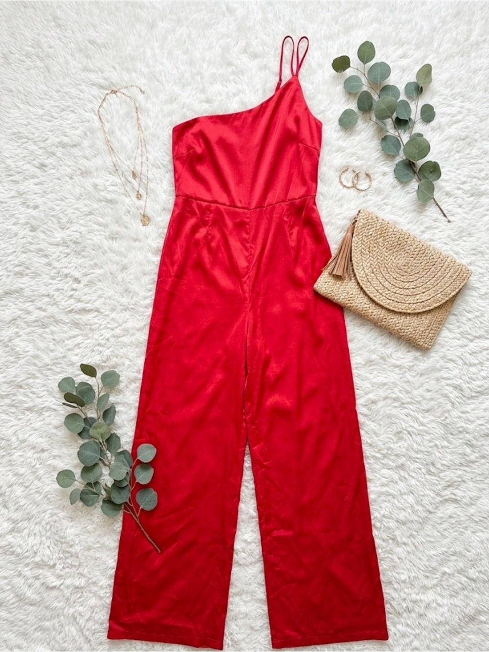 Le Disko One Shoulder Satin Jumpsuit